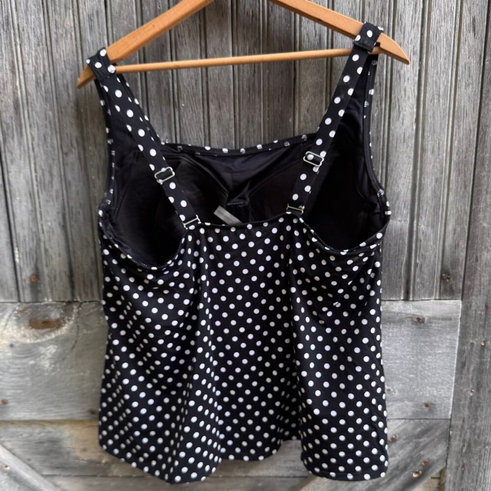 Lands' End 18W Black White Polka Dot Top Only Tankini Square Neck - Picture 7 of 8